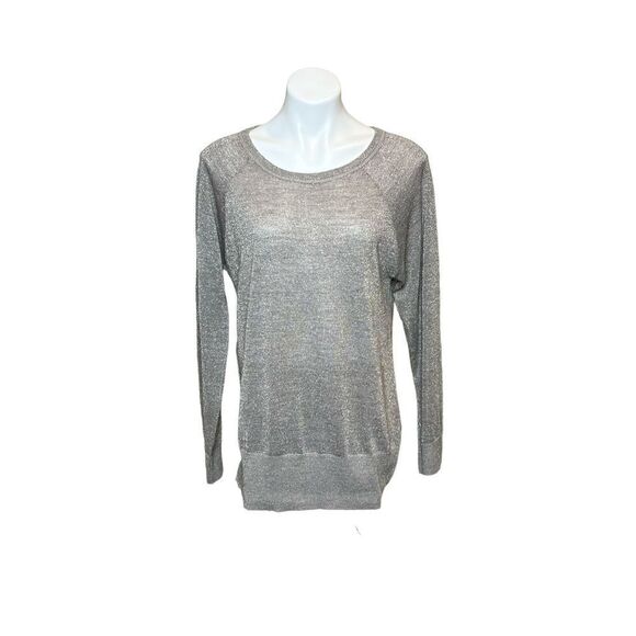 LOFT Sweaters - Loft crew neck metallic silver lightweight wool blend sweater size L